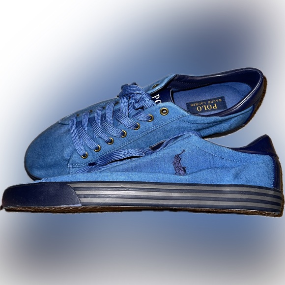 Blue POLO Ralph Lauren Canvas Sneakers Sz 15 - Picture 2 of 4